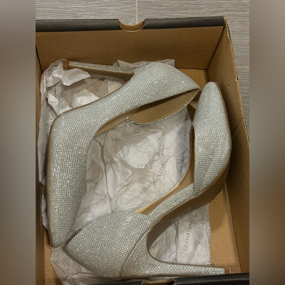 Le Chateau sparkly silver heels